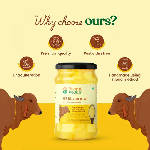 A2 cow ghee price with unmatched quality by Bharat Vedica.