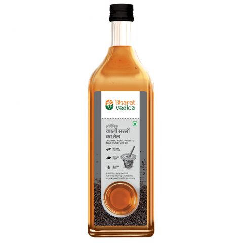 Organic Wood Pressed Black Mustard Oil by Bharat Vedica front view image