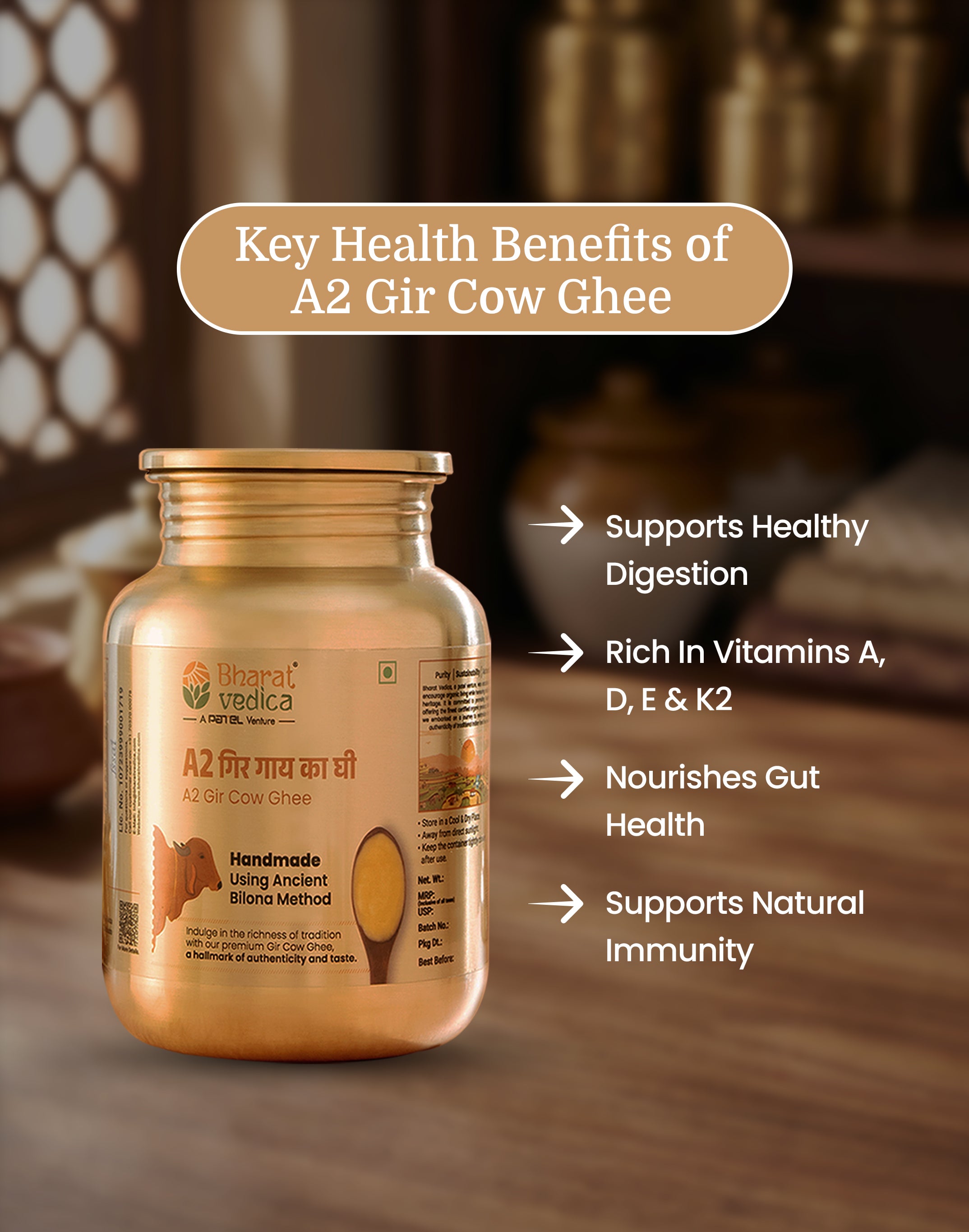 Panjiri Combo (250 ml A2 Gir Cow Ghee + 300 gm Organic Jaggery Powder + 500 gm Organic Suji)