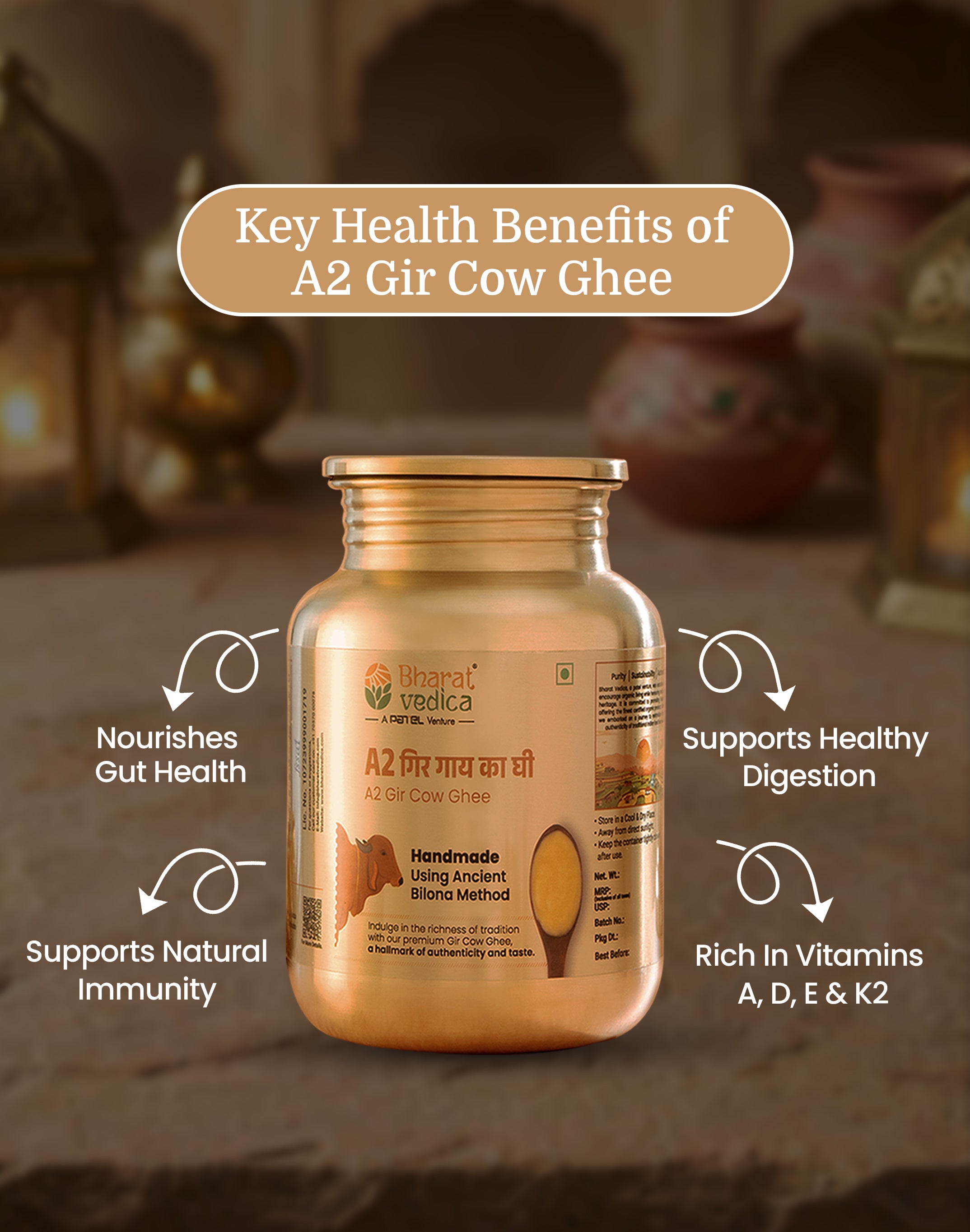 Makke ki Batti Combo (250 ml A2 Gir Cow Ghee + 200 gm Organic Turmeric Powder + 500 gm Organic Makki Atta)