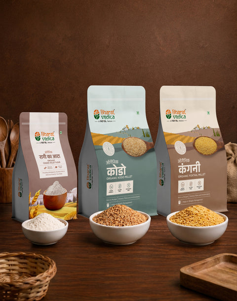 Millet Combo (1kg Organic Kodo Millet + 1kg Organic Foxtail Millet + 500g Organic Ragi Flour)