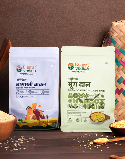 Khichdi Comfort Pack (Organic Yellow Gram Split/Moong Dal 1kg + Organic Basmati Rice/ Chawal 1kg)