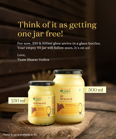 Pure A2 Gir Cow Ghee - A2 Bilona Ghee | Now in SS Jar Packaging with Free Ghee Pot
