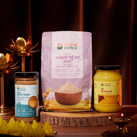 Swaad-e-Sehat Combo ( A2 Ghee + Jaggery + Sharbati Wheat Flour ) 20% Discount applied at Checkout