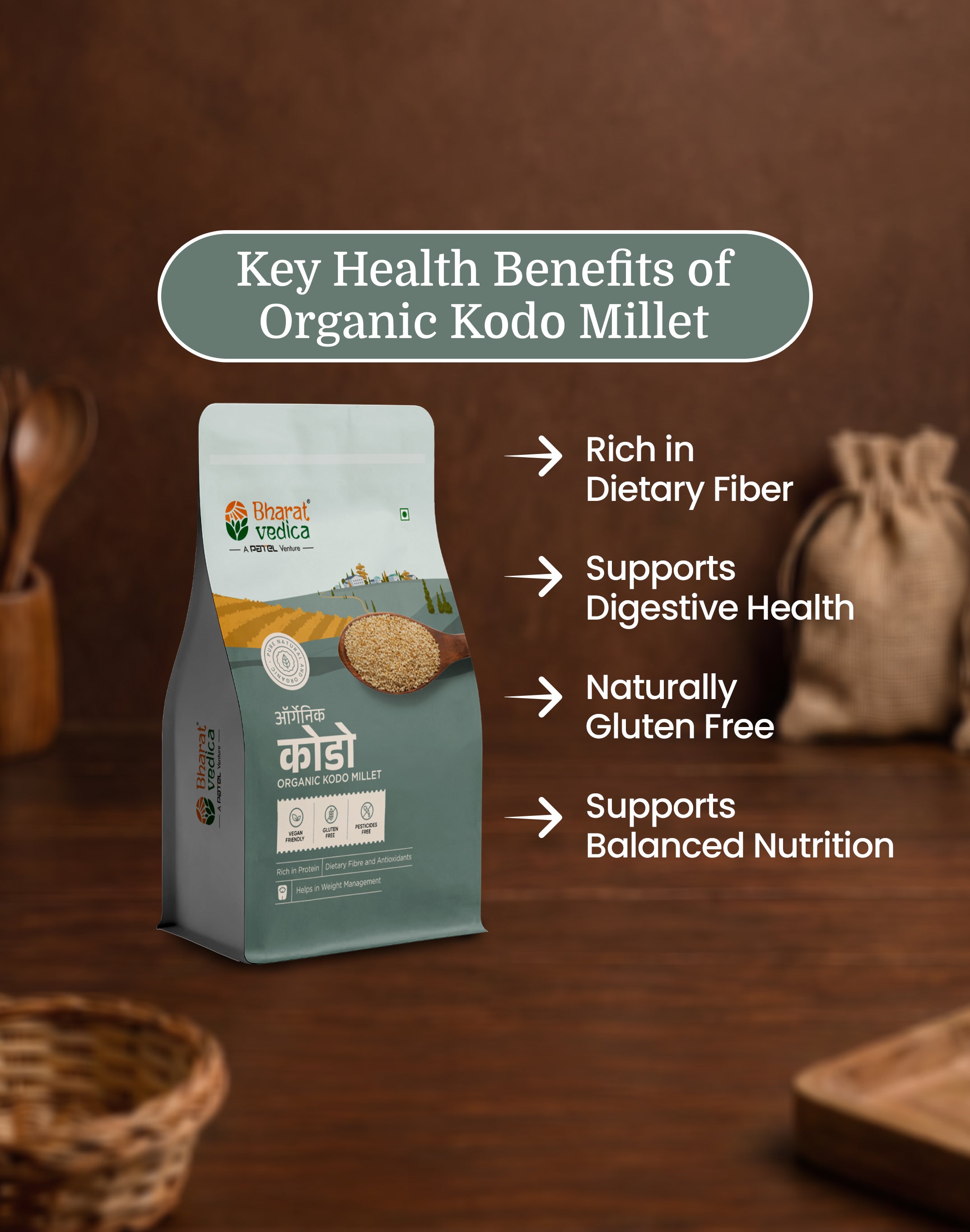Millet Combo (1kg Organic Kodo Millet + 1kg Organic Foxtail Millet + 500g Organic Ragi Flour)