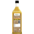 Back view of bottle of Bharat Vedica organic wood pressed yellow mustard oil