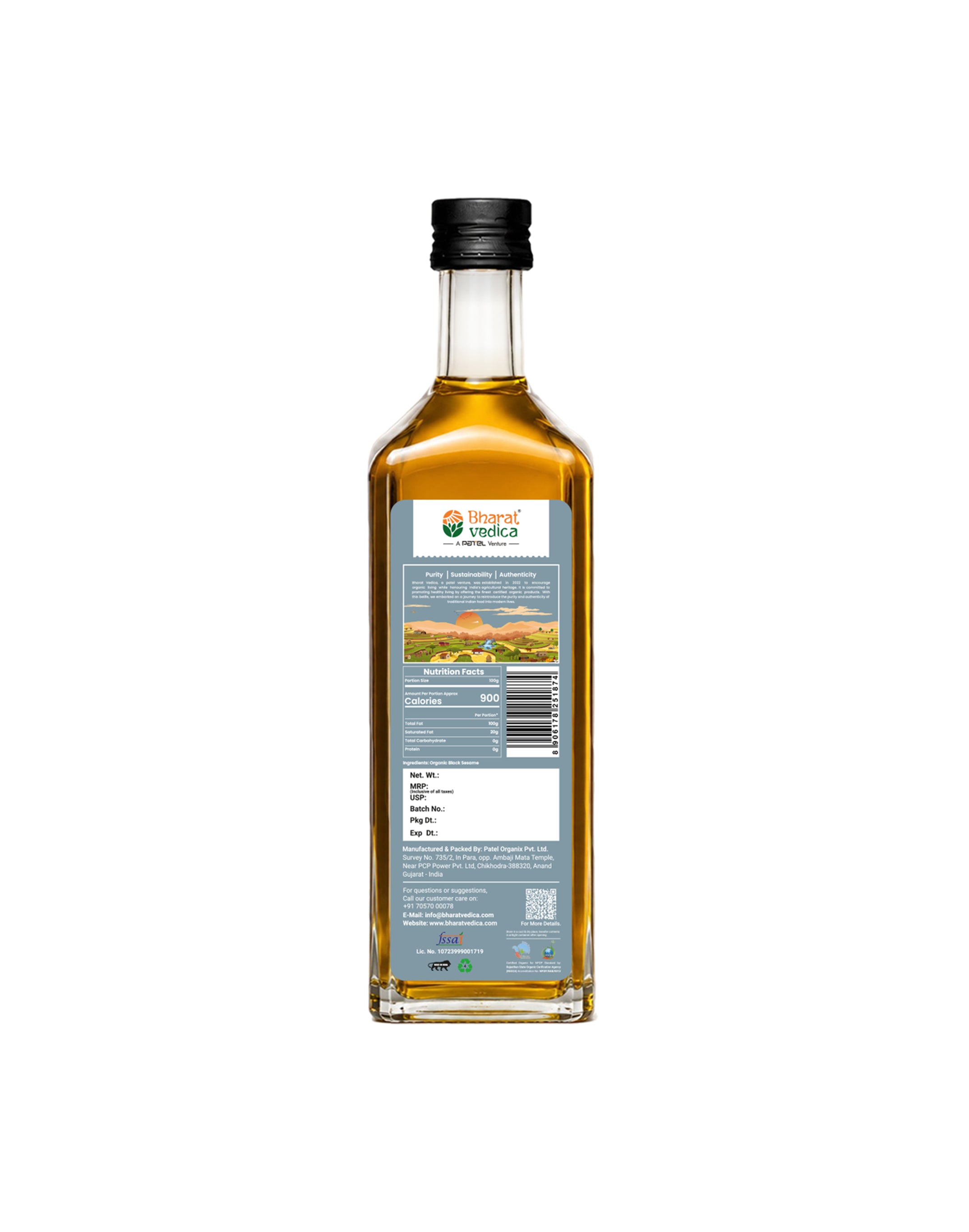 Organic Wood Pressed Black Sesame Oil - Organic Wood Pressed Kale Til ka Tel
