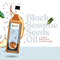 Organic Wood Pressed Black Sesame Oil by Bharat Vedica with white background