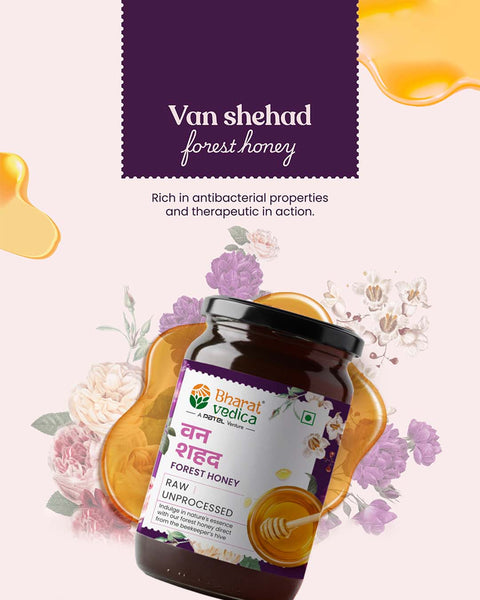 Bottle of Forest Honey by Bharat Vedica in a creative design