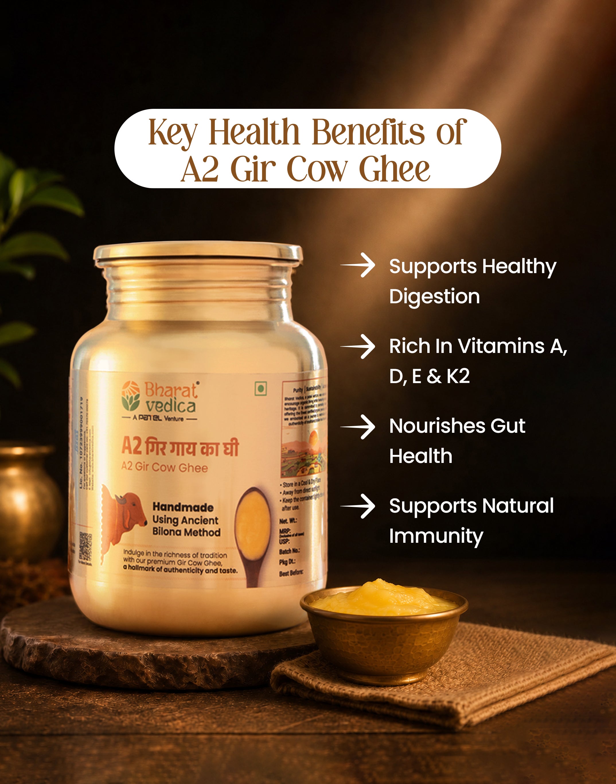 Golden Satvik Duo (250 ml A2 Gir Cow Ghee + 250 ml Saffron Honey)