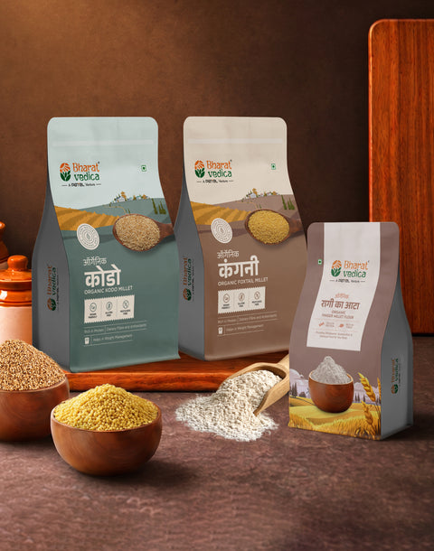 Millet Combo (1kg Organic Kodo Millet + 1kg Organic Foxtail Millet + 500g Organic Ragi Flour)