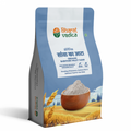 A purple and white packet of Bharat Vedica brand Organic Barnyard Millet Flour, with text in both Hindi and English. The packet features the brand logo at the top and an image of millet grains at the bottom. The text on the packet reads "ऑर्गेनिक सांवा का आटा ORGANIC BARNYARD MILLET FLOUR" and "Providing Wholesome, Nutrient-Rich & Delicious Food for Your Body".
