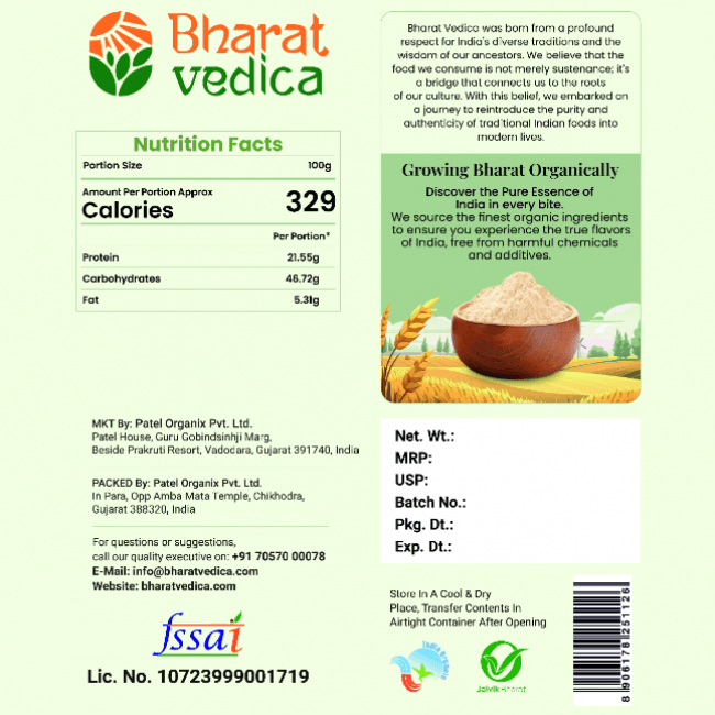 organic besan flour packaing details