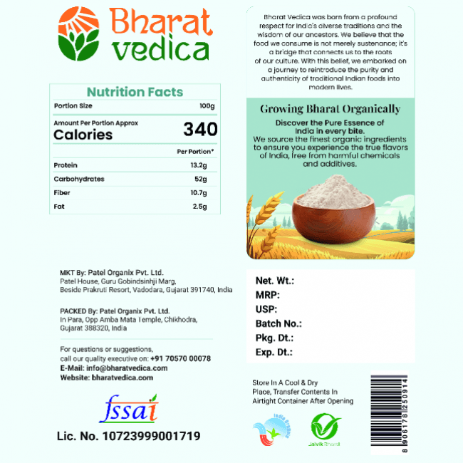 organic khapli wheat flour pacakaging details