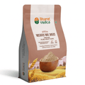 A brown and white packet of Bharat Vedica brand Organic Pearl Millet Flour, with text in both Hindi and English. The packet features the brand logo at the top and an image of pearl millet grains at the bottom. The text on the packet reads "ऑर्गेनिक बाजरा का आटा ORGANIC PEARL MILLET FLOUR" and "Providing Wholesome, Nutrient-Rich & Delicious Food for Your Body".