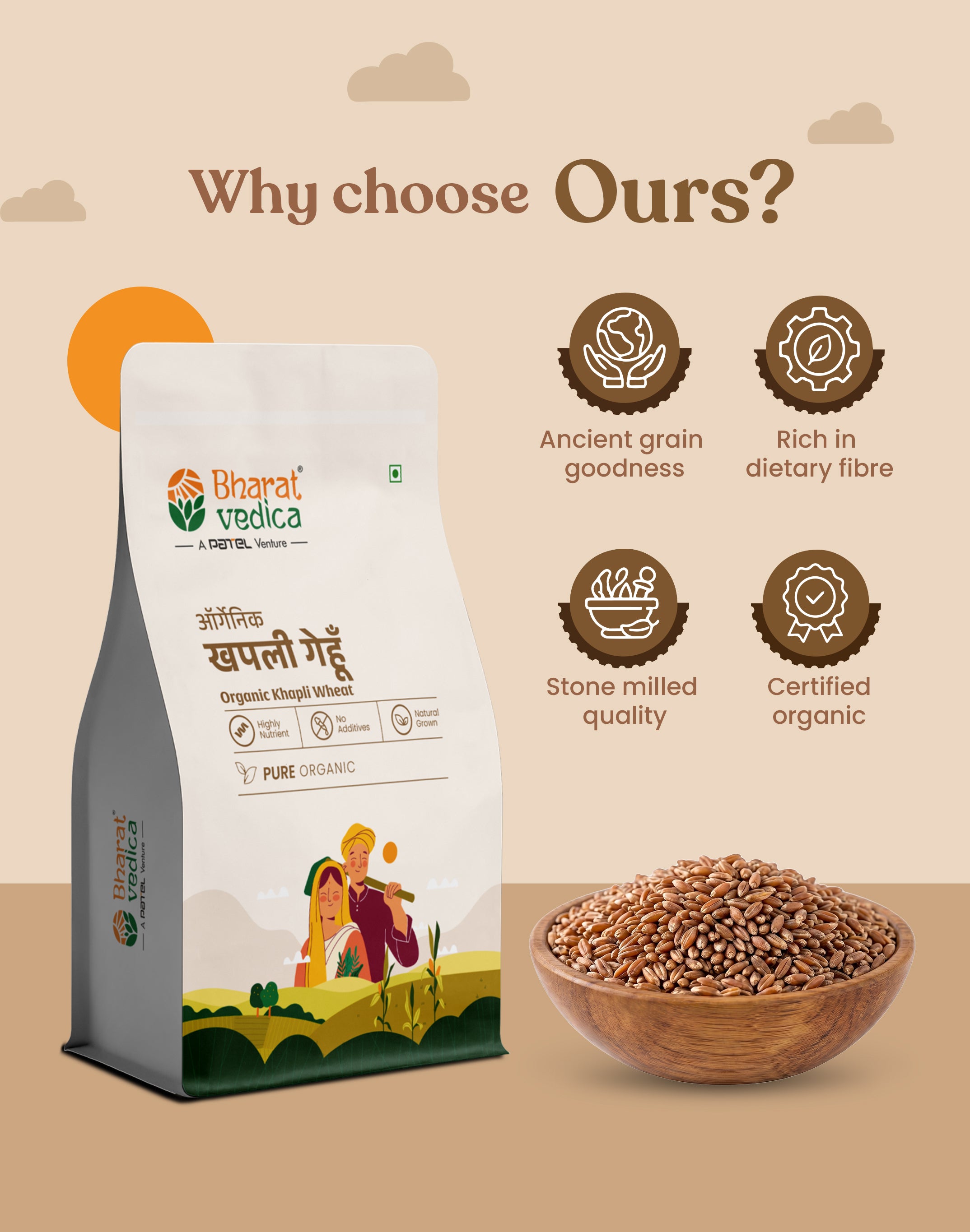 Organic Khapli Wheat - Organic Khapli Gehu