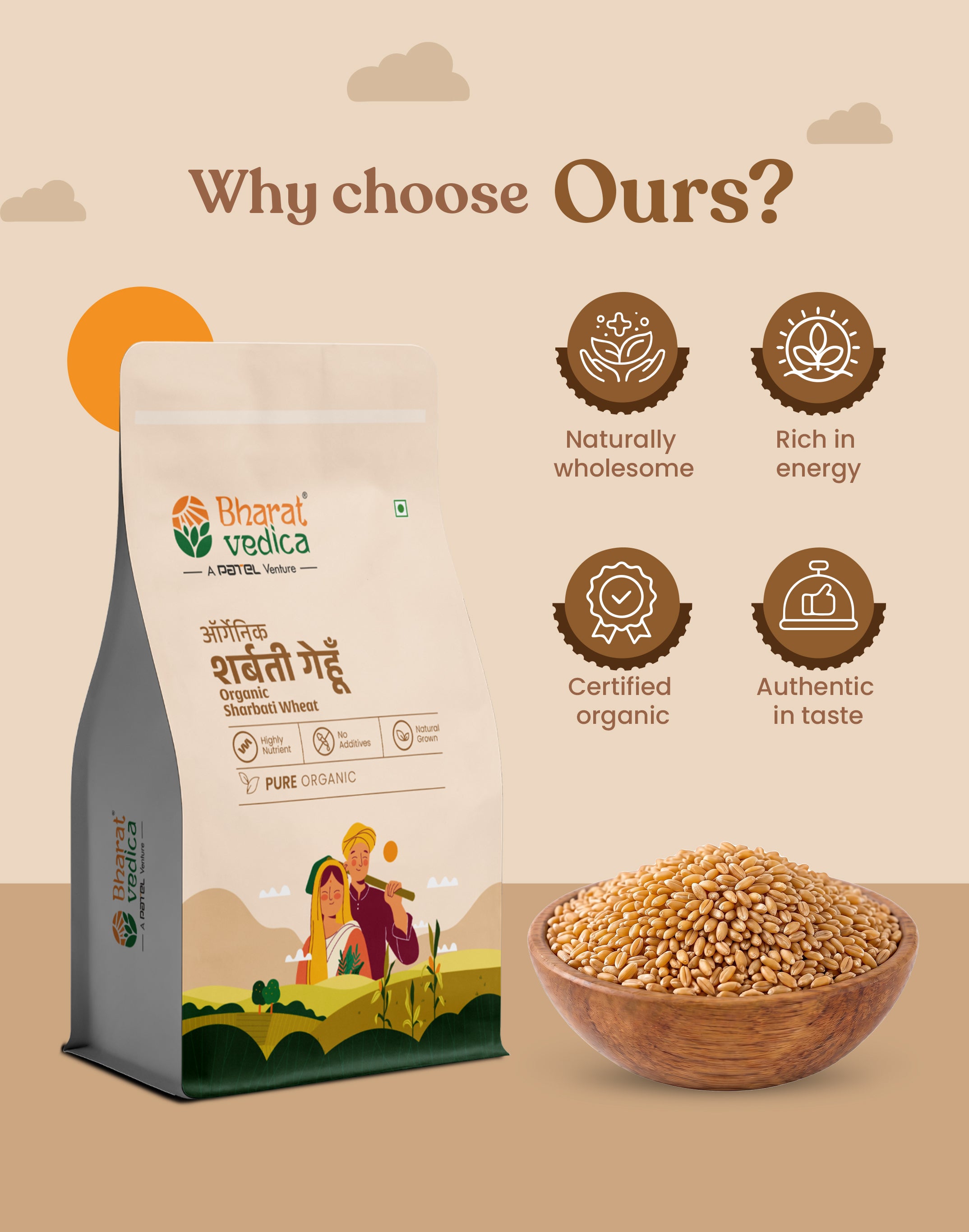 Organic Sharbati Wheat - Organic Sharbati Gehu