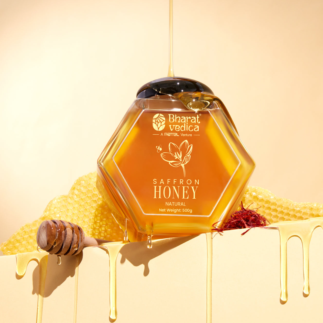 Saffron honey natural product showcase image