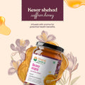 Bottle of Saffron Honey by Bharat Vedica in a creative design
