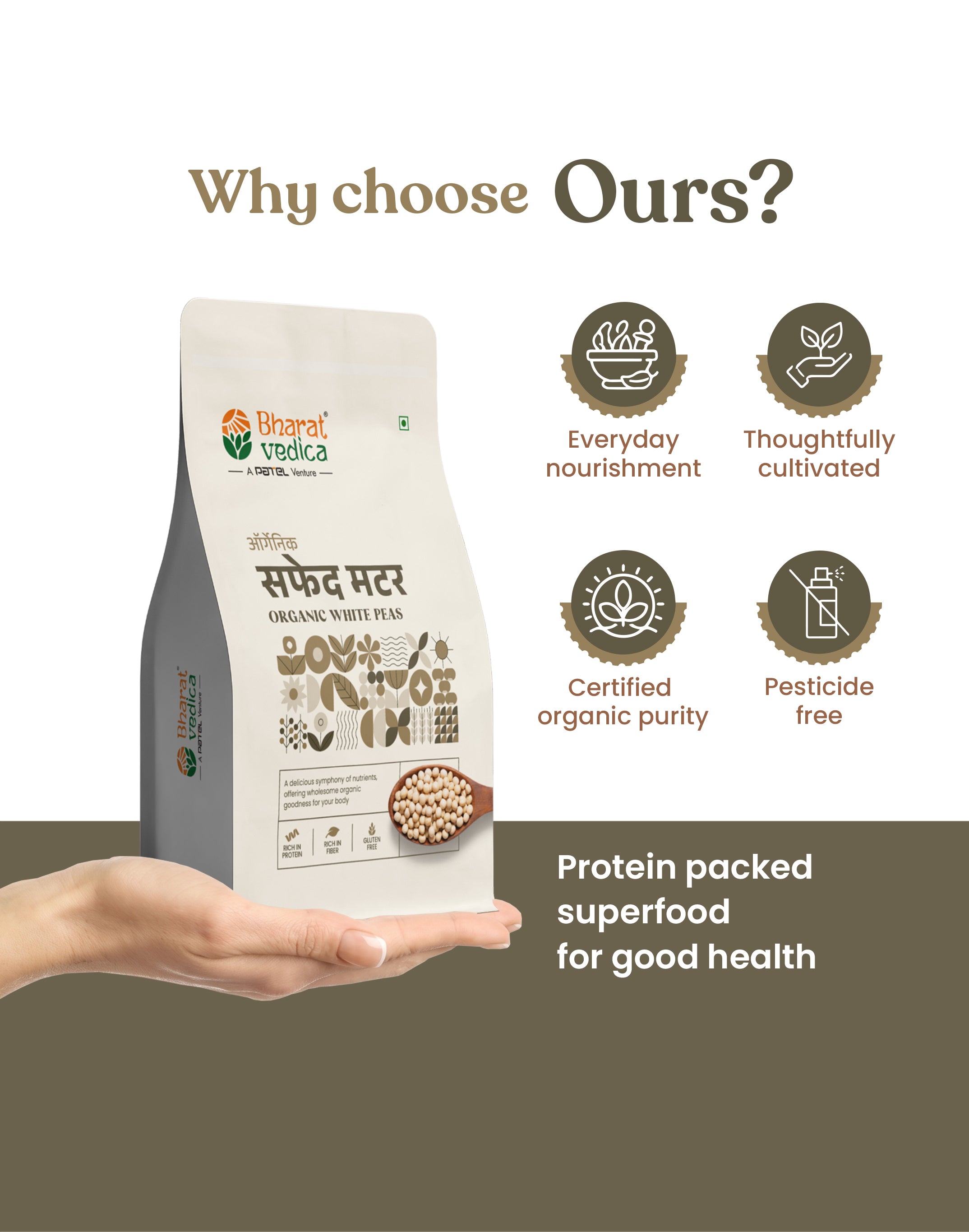 Organic White Peas - Organic Safed Matar