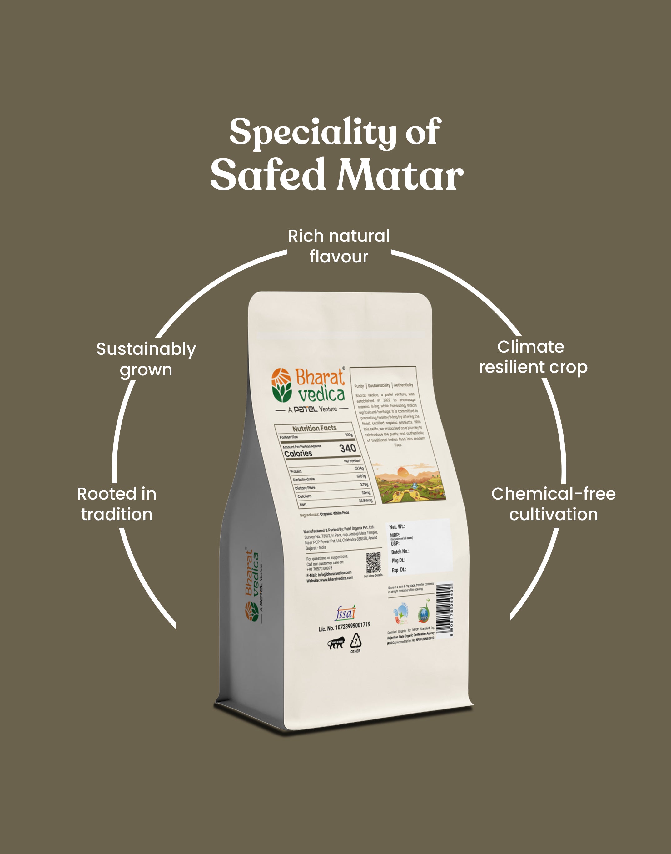 Organic White Peas - Organic Safed Matar