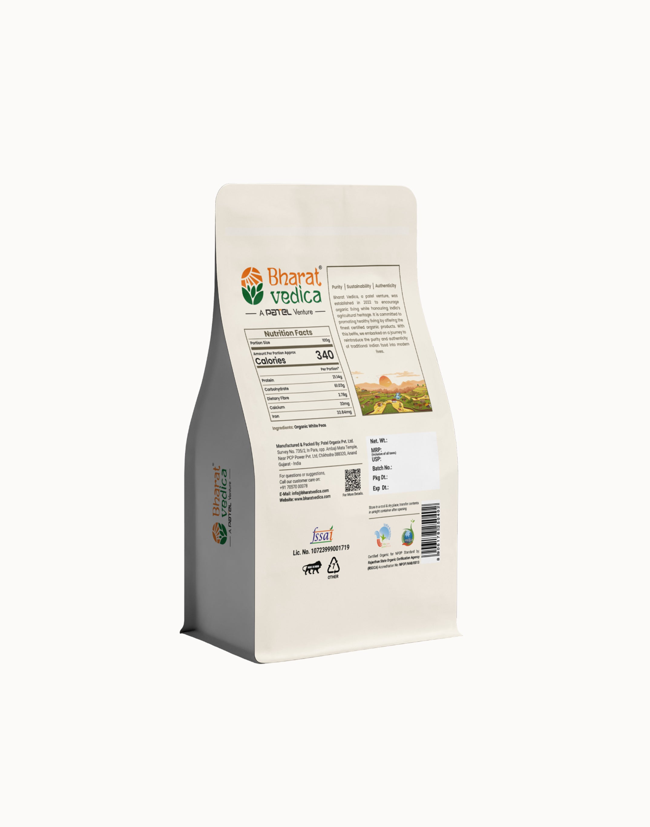 Organic White Peas - Organic Safed Matar