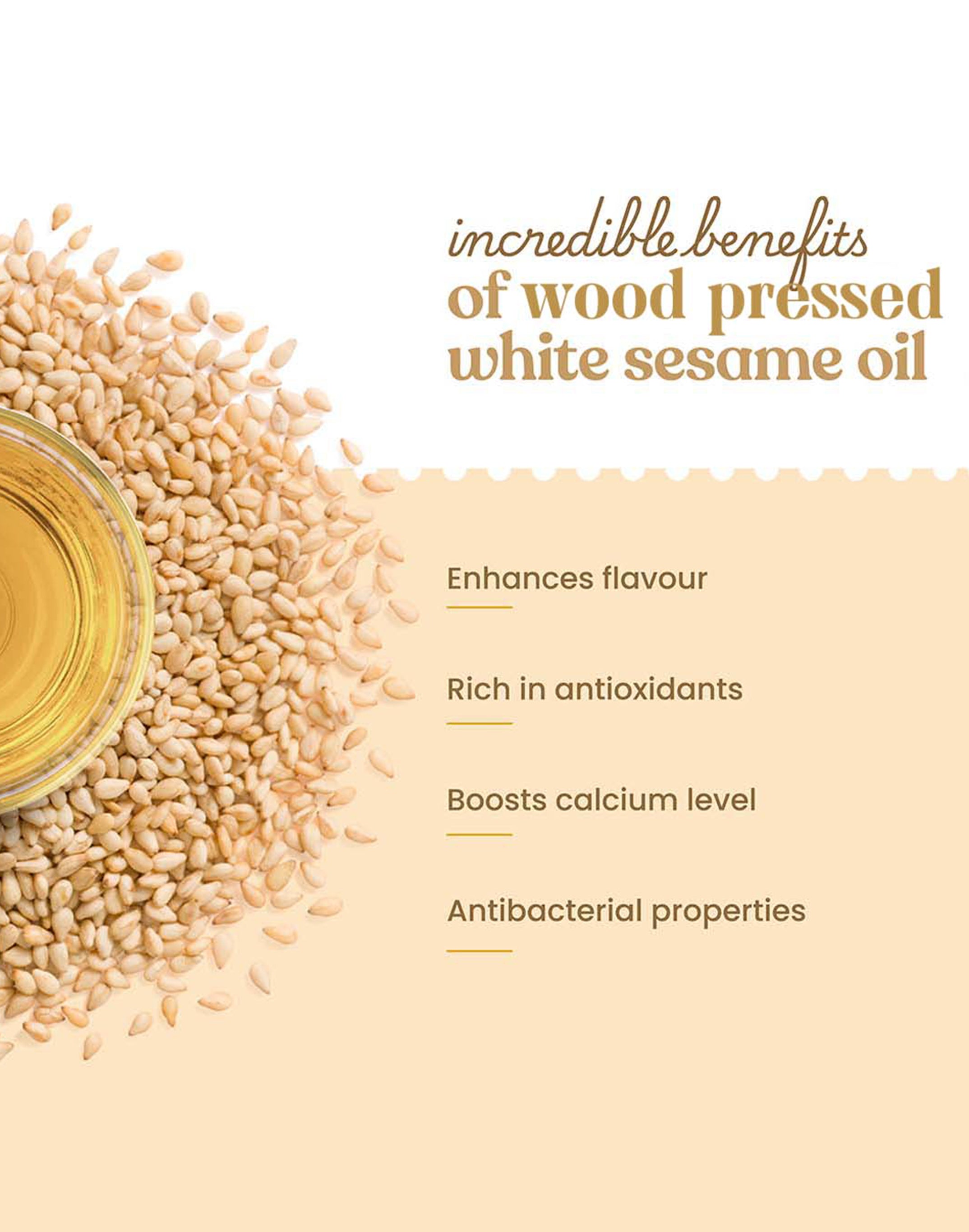 Organic Wood Pressed White Sesame Oil - Organic Wood Pressed Safed Til ka Tel