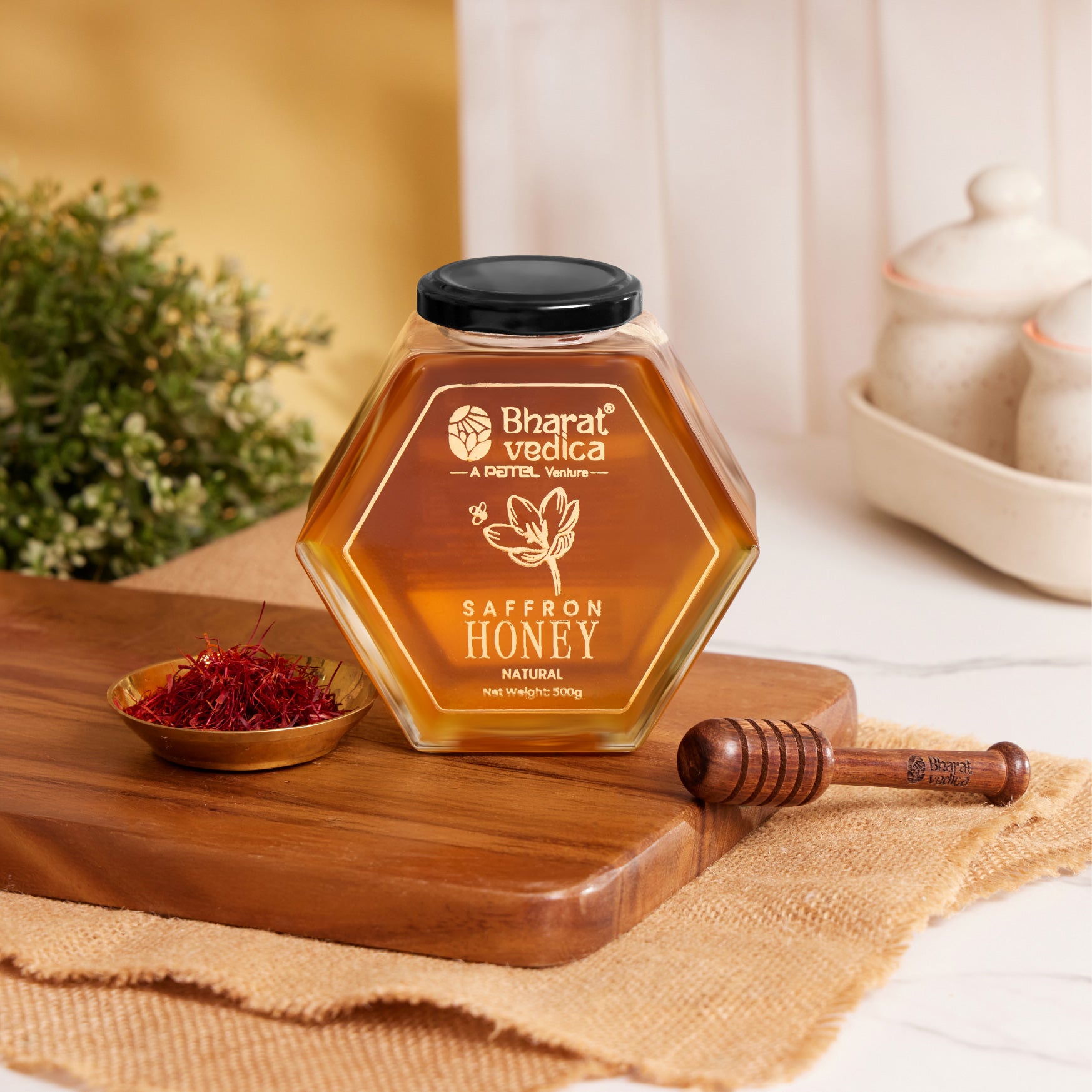 Premium saffron honey lifestyle product image